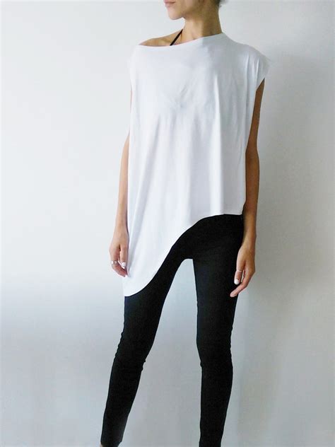 Asymmetrical Minimalist Women S Top Casual Women S Etsy Casual Tops For Women White Womens