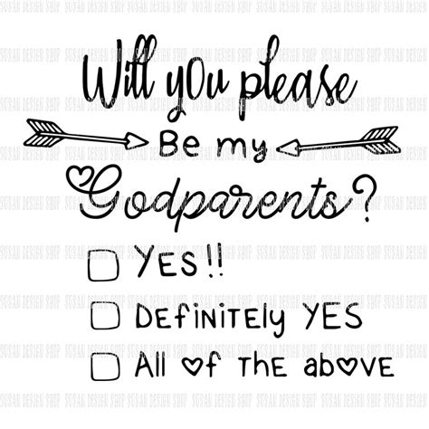 Godparents Proposal Card SVG File Godparent Svg Will You Be Etsy