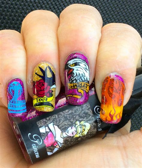 Ed Hardy Inspired Nail Art By Lorena Style Ed Hardy Rhinestone