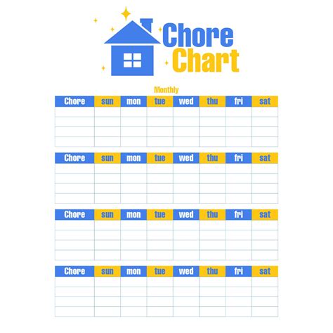 Free Monthly Chore Chart Printables - Chore & Routines Printable