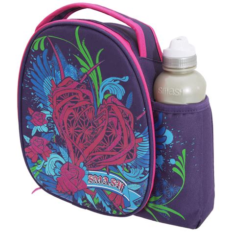 Smash Kids Girls Floral Thorn Heart Lunch Bag And Water Bottle Set Ebay