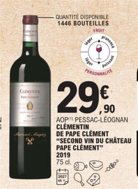 Promo Cl Mentin De Pape Cl Ent Second Vin Du Chateau Pape Cl Ment