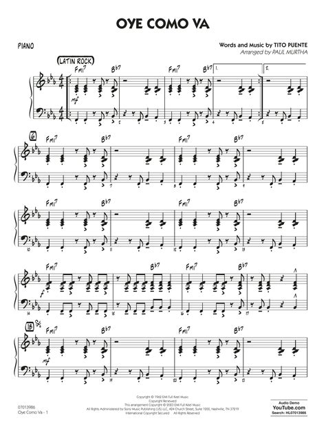 Oye Como Va Arr Paul Murtha Piano By Tito Puente Sheet Music For Jazz Ensemble At Sheet