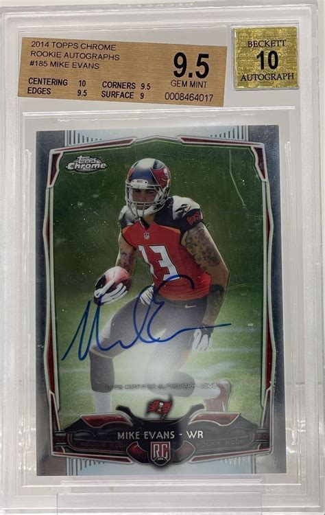 2014 TOPPS CHROME FOOTBALL ROOKIE BASE MIKE EVANS RC AUTO BGS 9 5 Q1609