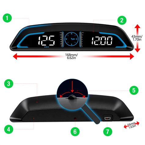 Wyświetlacz projektor HUD LED LCD USB GPS prędkość