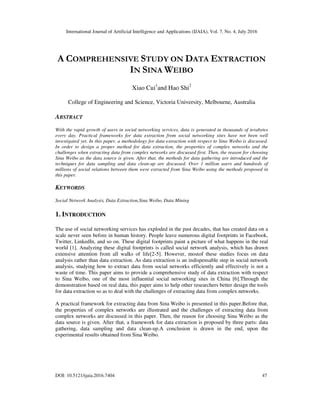 A COMPREHENSIVE STUDY ON DATA EXTRACTION IN SINA WEIBO PDF