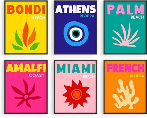 Amazon Haus And Hues Colorful Framed Wall Art Set Of 6 Trendy