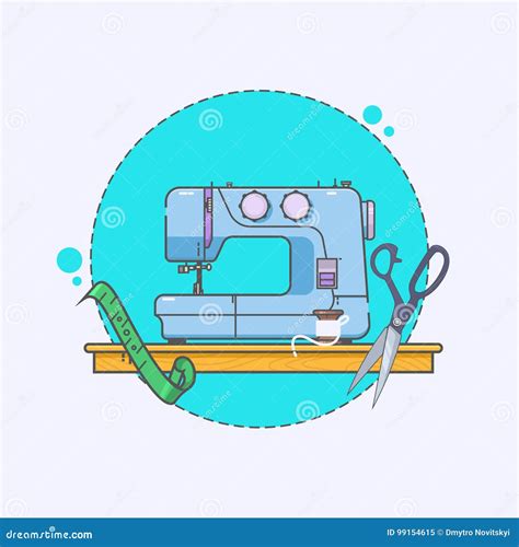 Sewing Machine Icon Embroidery Sign Linear Icons On White Background