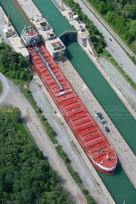 Aerial Photo | Cargo Ship in Saint Lawrence Seaway Locks