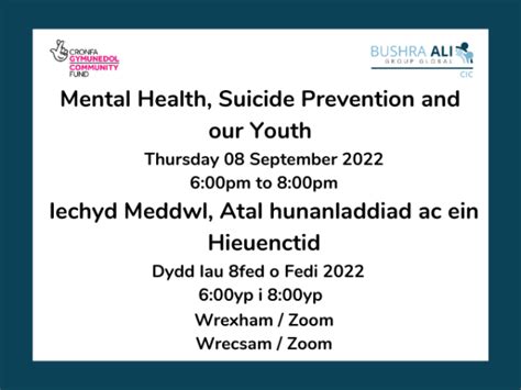 Mental Health Suicide Prevention And Our Youth Iechyd Meddwl Atal