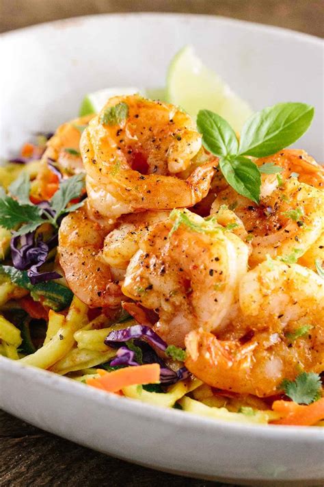 Spicy Thai Shrimp Recipe With Vegetable Pasta Noodles Jessica Gavin