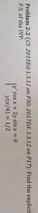 Solved Find The Explicit P S Of The Ivp {y Cos X 2y