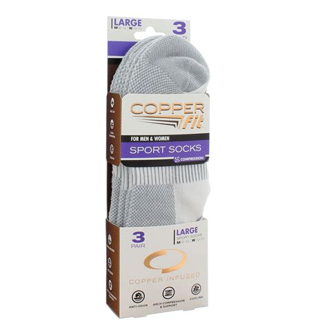 As Seen On TV Copper Fit White Sport Socks, Large - Shop Socks & Hose ...