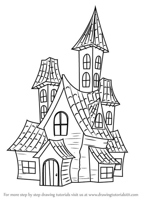 How To Draw A Spooky Haunted House Drawingtutorials101 Com Artofit