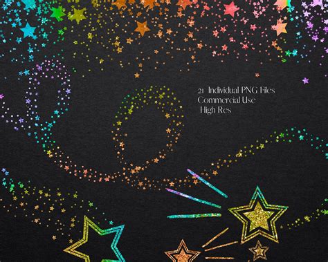 21 Rainbow Glitter Stars Clipart Set Rainbow Glitter Star - Etsy