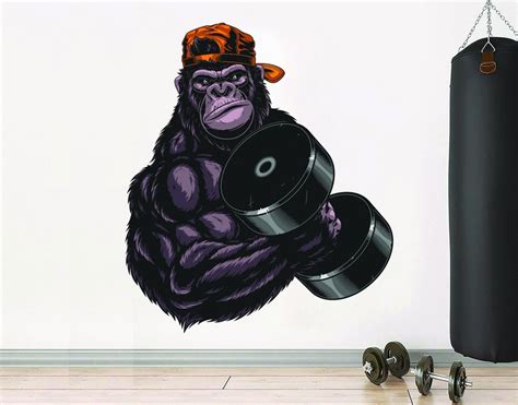 Gym Wall Decal Custom Fitness Decor Workout Art Vinyl Gorilla Etsy