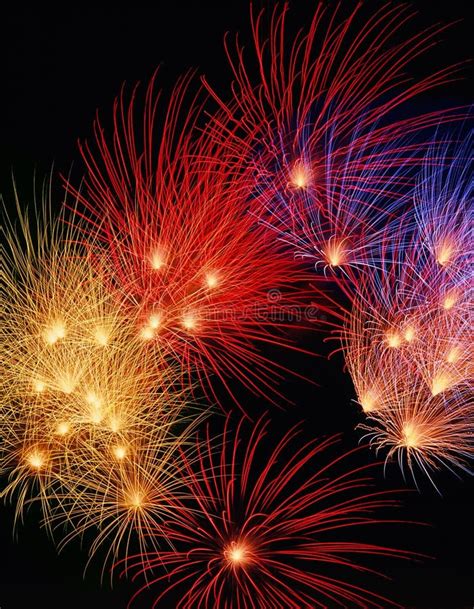 Fuochi D Artificio Variopinti Di Vari Colori Alla Notte Con Il Concetto