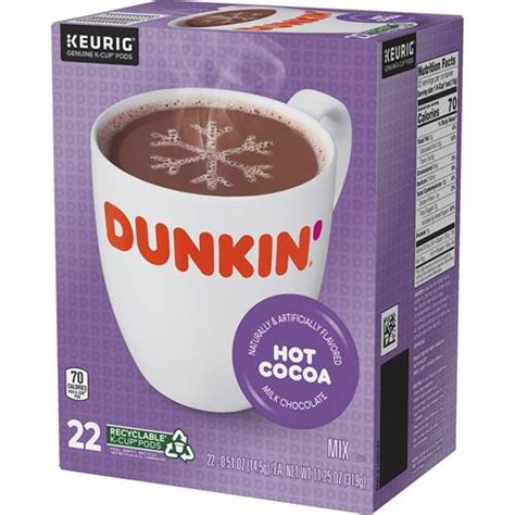 Dunkin Milk Chocolate Hot Cocoa K Cup Pods BX WB Mason