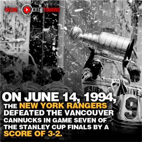 On June 14, 1994, the #NewYorkRangers defeated the Vancouver Cannucks ...