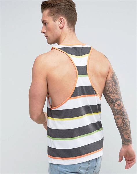 Asos Extreme Racer Back Vest With Fluro Stripe For Men Lyst