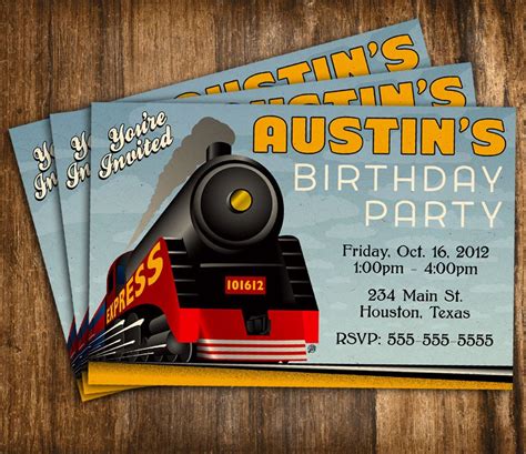 Retro Style Train Birthday Invitation 1000 Via Etsy Train