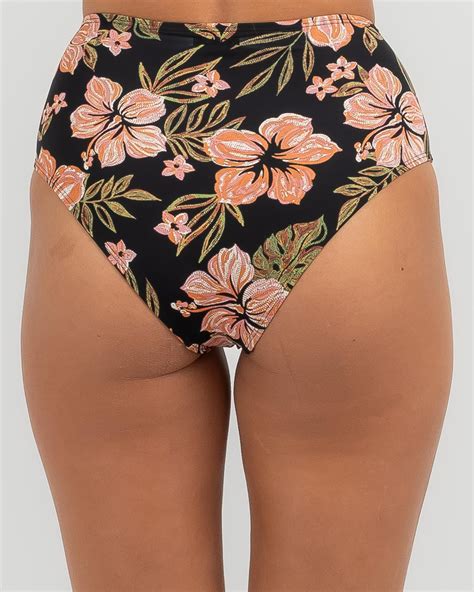 Shop Billabong Hooked On Tropics High Waisted Retro Bikini Bottom In