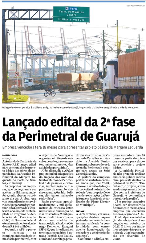 Sopesp Lan Ado Edital Da Fase Da Perimetral De Guaruj