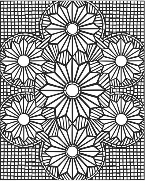 Printable Mosaic Tile Coloring Pages Geometric Coloring Etsy Hot Sex