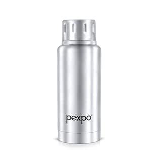 Pexpo Cameo Vacuum Insulated 300ml Stainless Steel Water Bottle Silver Hot Cold Upto 5 6