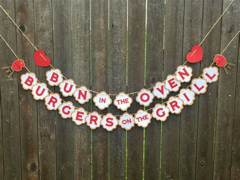 Bun In The Oven Burgers On The Grill Gender Reveal Banner Etsy Baby