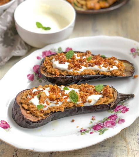 Baked Eggplant Stuffed With Red Lentil Hummus Recipe By Archana S Kitchen