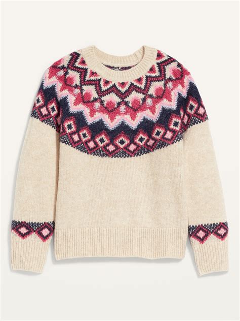 Crew Neck Fair Isle Sweater Old Navy