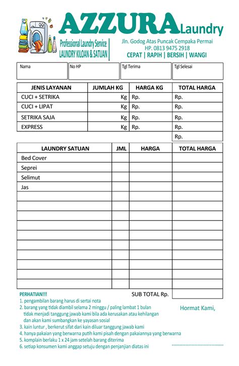 Cetak Nota Custom Folio Nota Laundry Bon Laundry Nota Unik