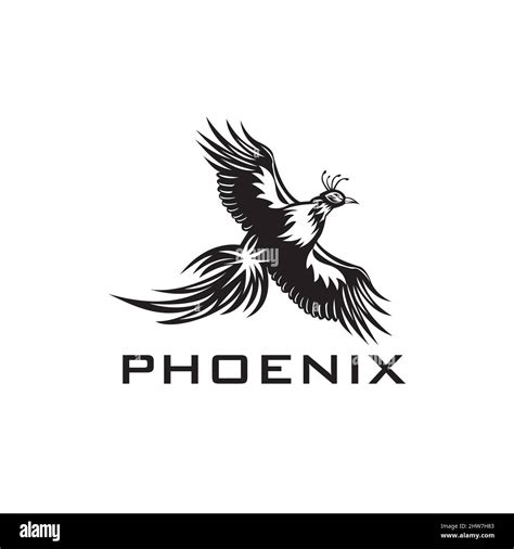 Illustration Of Phoenix Silhouette Bird Flapping Wings Logo Design