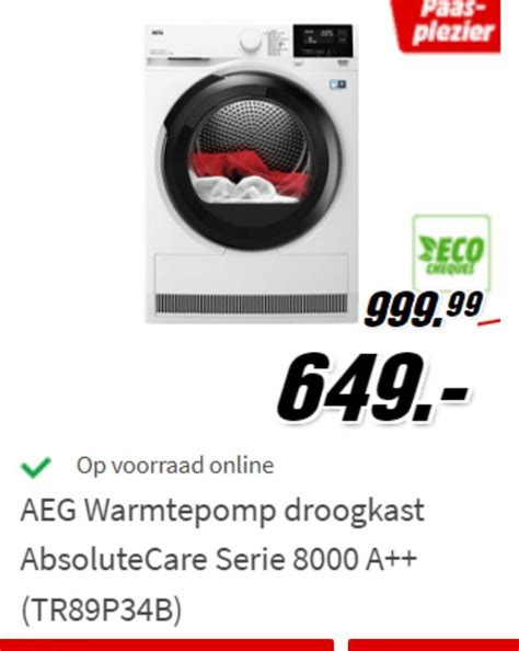 AEG Warmtepomp Droogkast AbsoluteCare Serie 8000 A TR89P34B