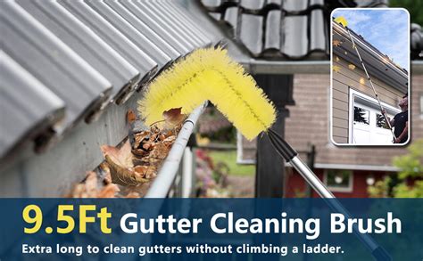 Pearwow Gutter Cleaning Brush Extendable Ft Guard Cleaner Tool With