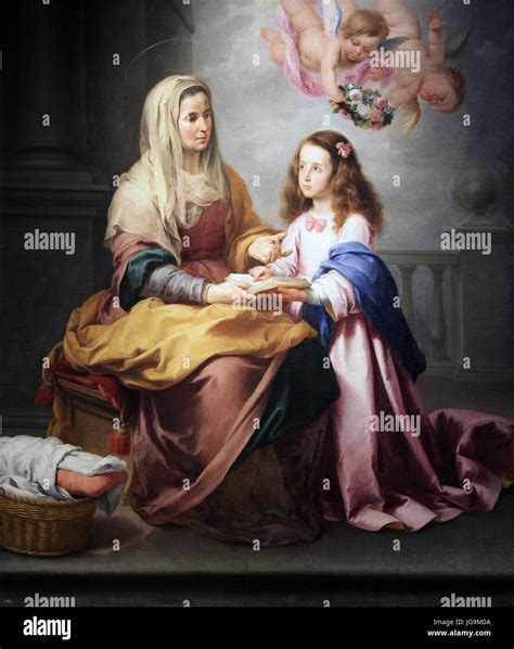 Saint Anne Teaching The Virgin To Read 1655 By Bartolome Esteban