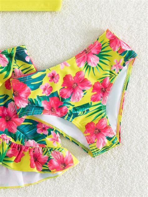 Ni Itas Ba Ador Bikini Con Estampado Floral Ribete Con Fruncido Con