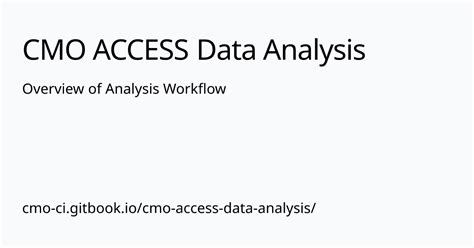 Overview Of Analysis Workflow Cmo Access Data Analysis