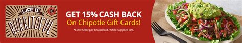 Buy Chipotle Gift Cards | Receive up to 15.00% Cash Back