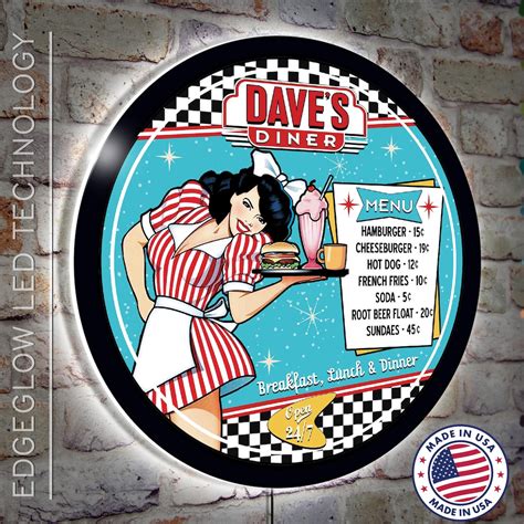 Customizable LED Diner Sign: Vintage Hot Rod Garage Decor - Etsy