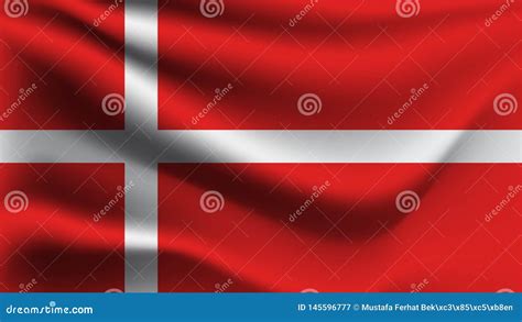 Denmark Flag Waving With The Wind D Illustration Wave Flag Stock