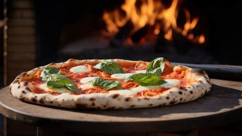 Authentic Neapolitan Pizza With Fresh Basil And Mozzarella Wood Fired