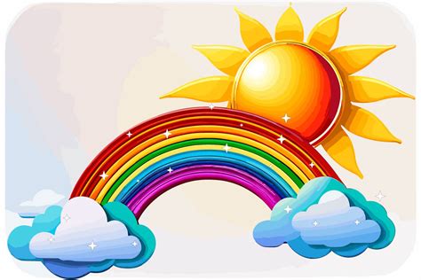 Rainbow with Sun Clipart Graphic by Cute Cat · Creative Fabrica