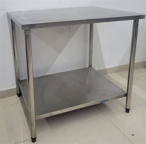 Mesa 100 Inox 90cm Prateleira Inferior Lisa Usada Ilha Das