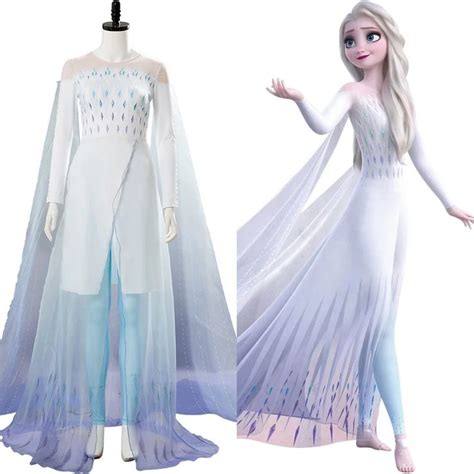 Frozen Queen Ahtohallan Cave Elsa Snow Flake Dress Cosplay Costume