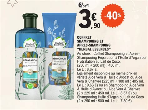 Promo Coffret Shampooing Et Apres Shampooing Herbal Essences Chez E