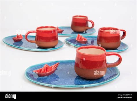 Colorful Handmade Ceramic Turkish Coffee Cups Stock Photo Alamy