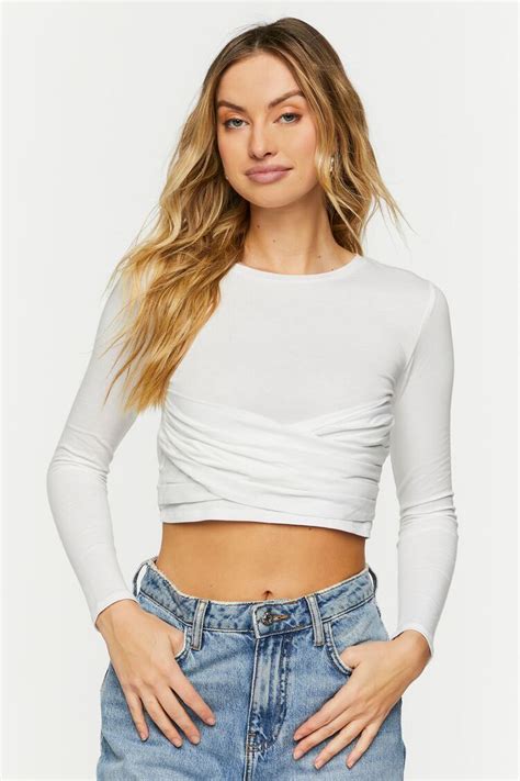 Long Sleeve Wrap Crop Top