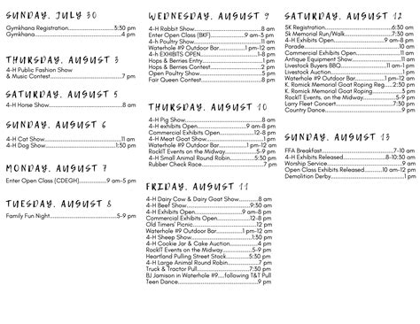 Box Butte County Fair Schedule Events